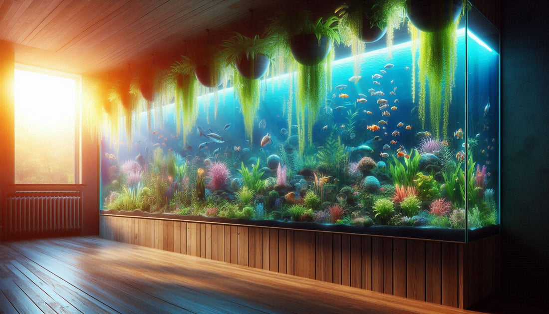 Beispielhafte Darstellung: Aquarium mit vielen CapillaPonic Pflanzgefäßen von Aquariengarten