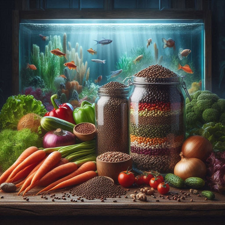 Stilisiertes Bild von Gemüsesamen und Gemüse